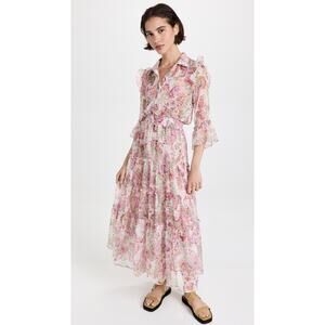 MISA LOS ANGELES Pamelina Chiffon Tiered Maxi Dress Paisley Shopbop XS $440